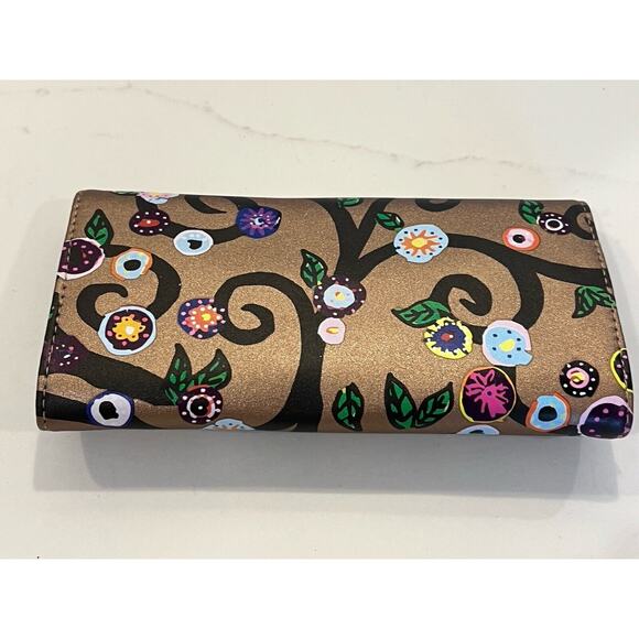 NEW St Jude Rose Metallic Gold Trifold Travel Jewelry Case Pouch Flower Vine - Picture 9 of 9